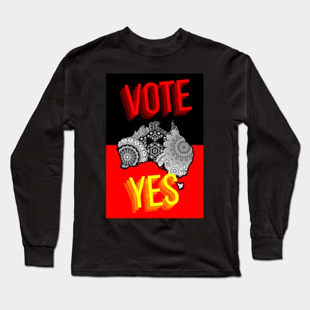 Vote Yes To The Voice Indigenous Voice To Parliament Contrast Colors Faded Text Long Sleeve T-Shirt by 3dozecreations